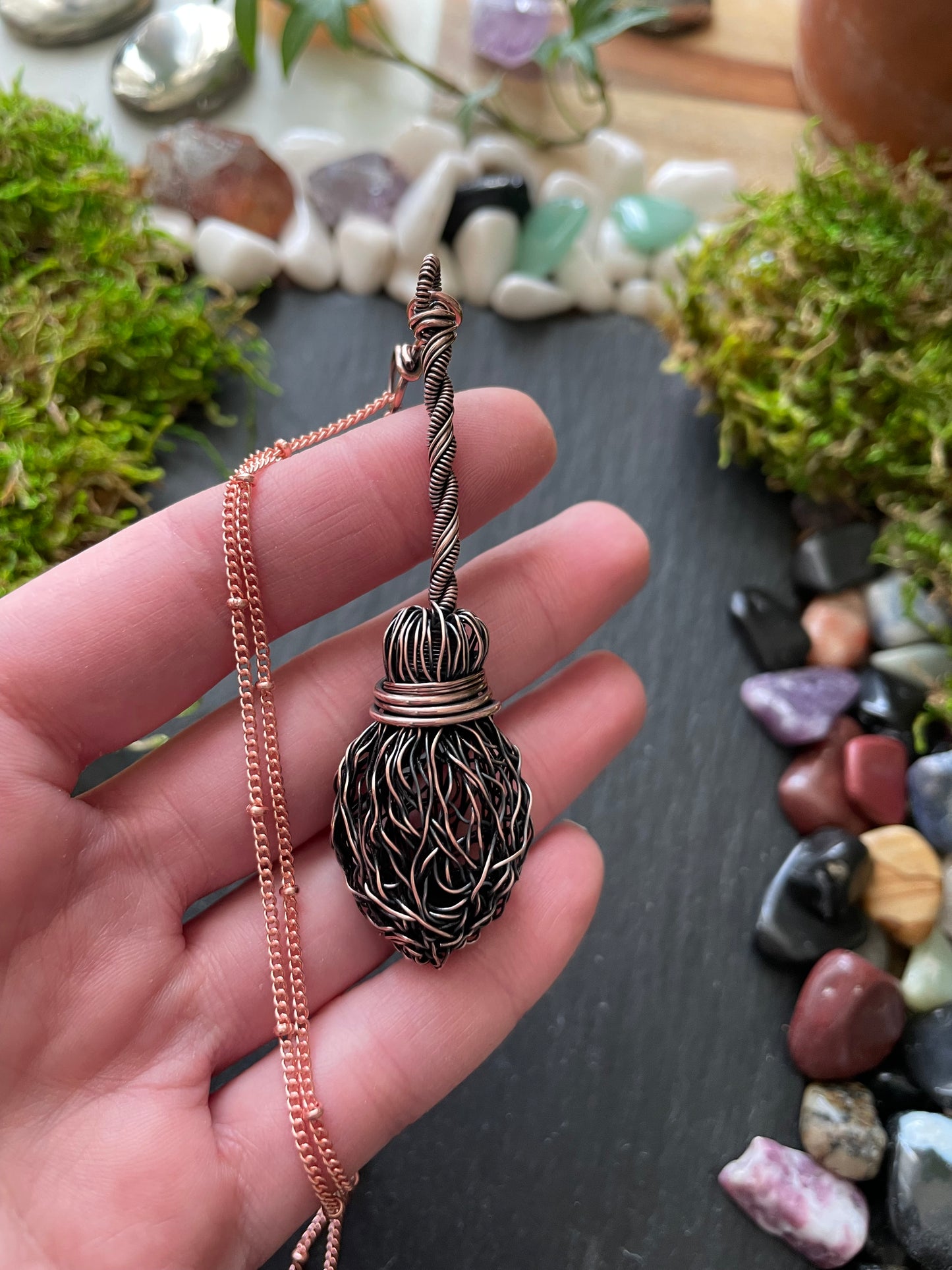 Image of miniature wire broom pendant