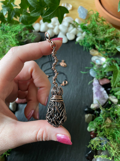 0118. Miniature Collectible Broom Pendant With Bent Handle | Add Custom Name Charm