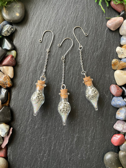 Crystal Plant Charms With Pyrite In Glass Teardrop Vials | Plant Vine Charms | Houseplant Accessories