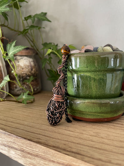 Miniature Collectible Broom Wall Charm With Tiger’s Eye Stone, Handmade Broom To Accent A Witch’s Home