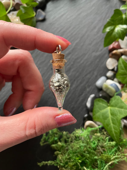 Crystal Plant Charms With Peridot, Quartz, And Pyrite In Glass Teardrop Vials | Plant Vine Charms | Houseplant Accessories