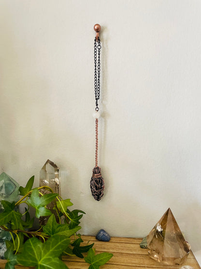 Miniature Collectible Broom Wall Charm With Moonstone Crystal, Handmade Broom To Accent A Witch’s Home