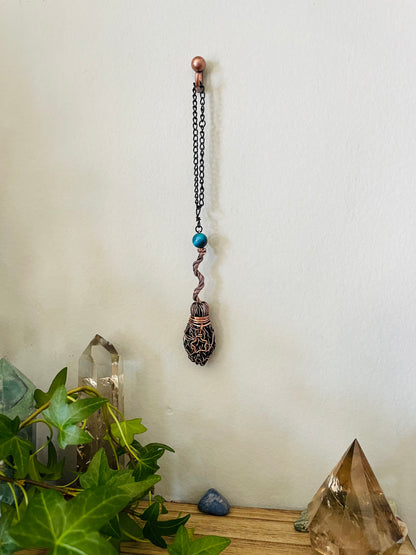 Miniature Collectible Broom Wall Charm With Blue Tiger’s Eye Stone And Star Charm, Handmade Broom To Accent A Witch’s Home