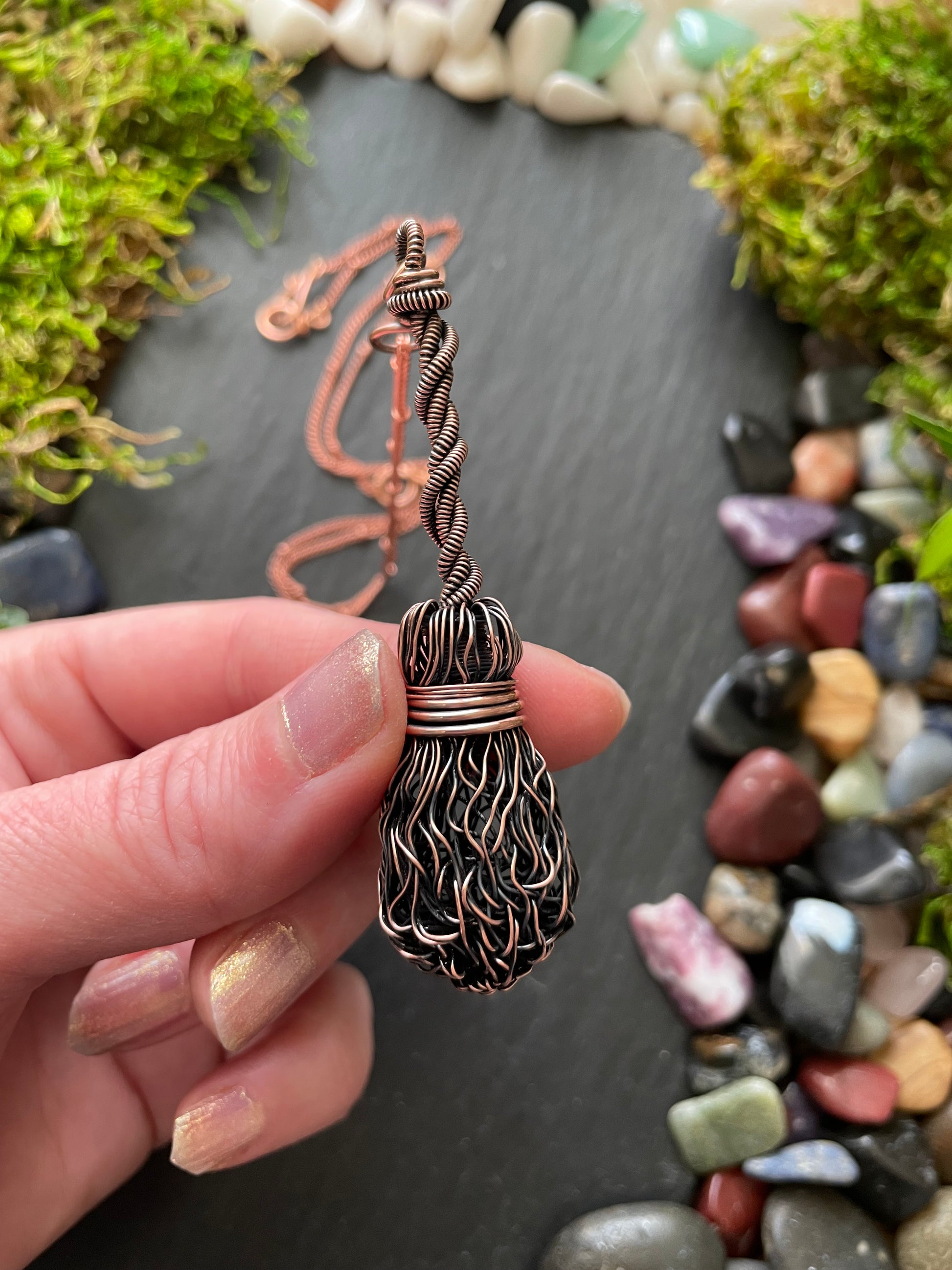 Image of miniature wire broom with twisted handle