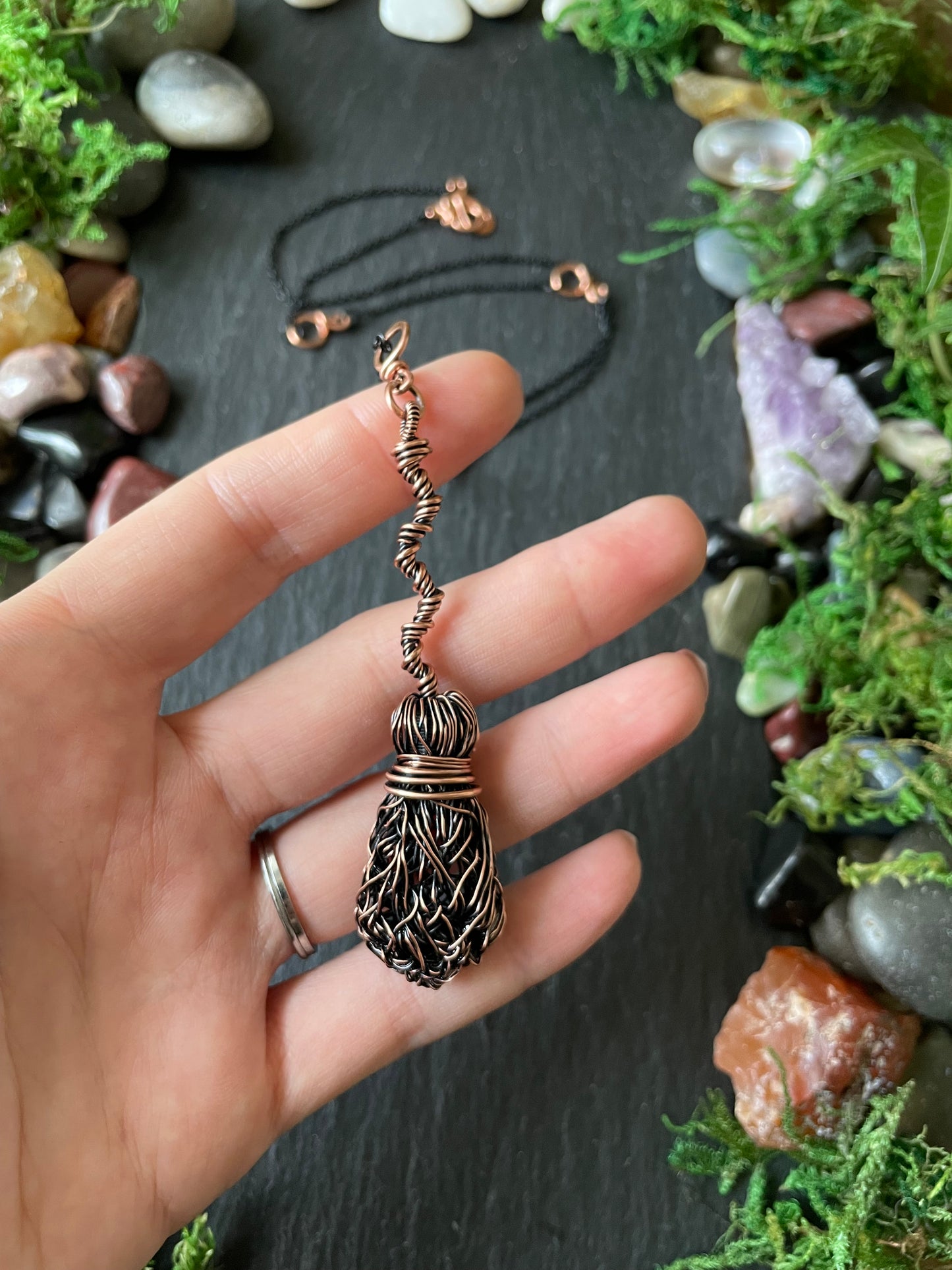 0118. Miniature Collectible Broom Pendant With Bent Handle | Add Custom Name Charm