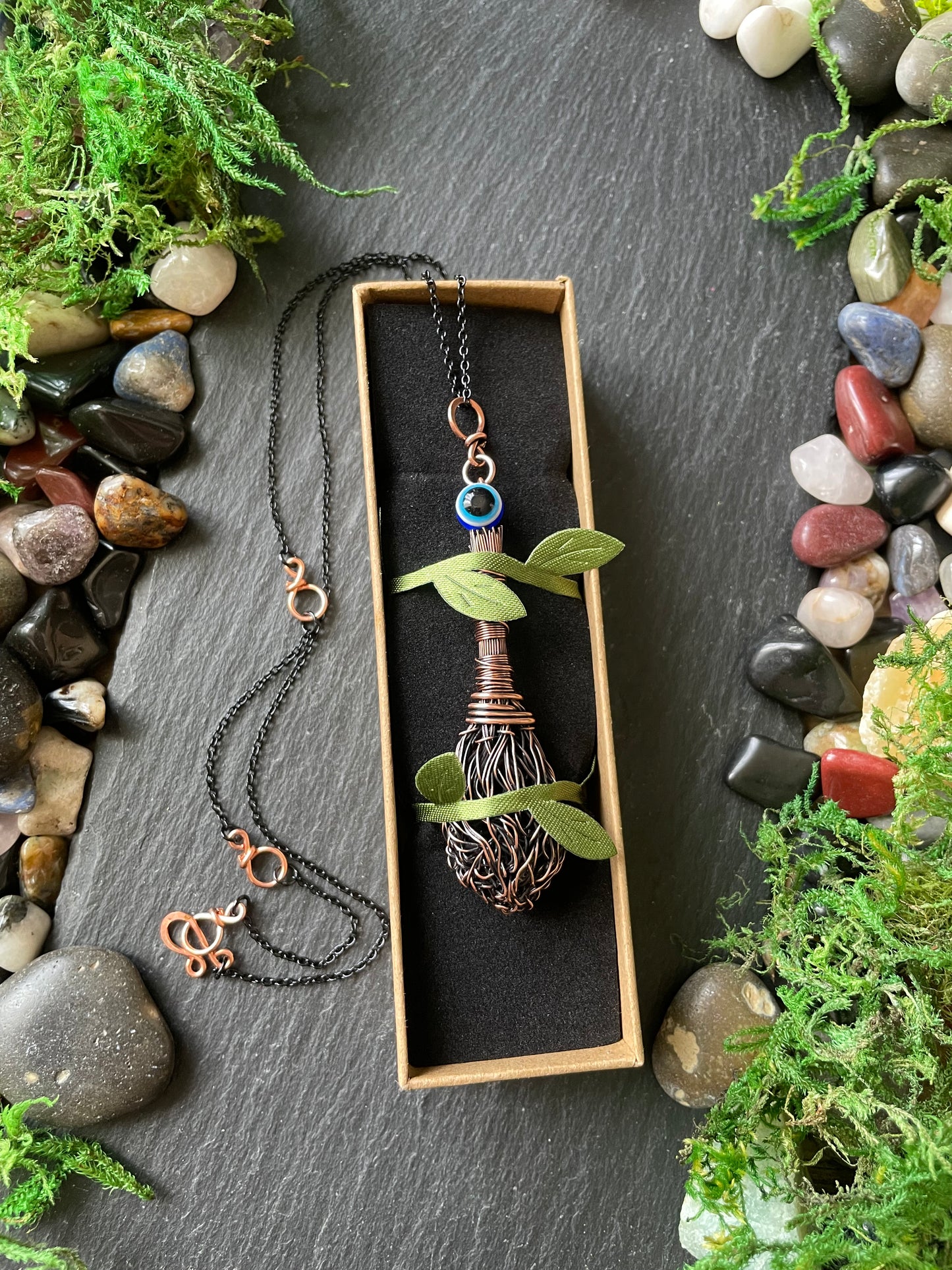 008. Miniature Collectible Broom Pendant With Wrapped Handle And Evil Eye Protection Bead | Add Custom Name Charm