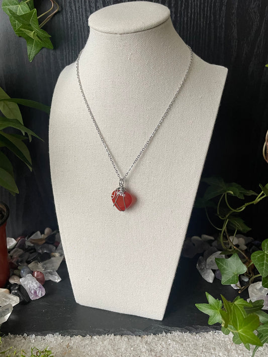 Image of red carnelian heart necklace