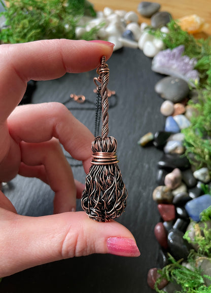 006. Miniature Collectible Broom Pendant With Straight Handle | Add Custom Name Charm