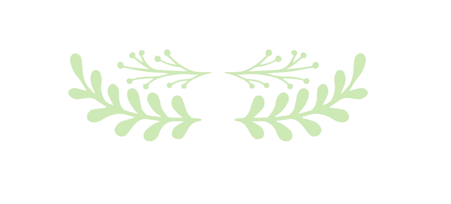 Decorative green leaf pattern on a white background