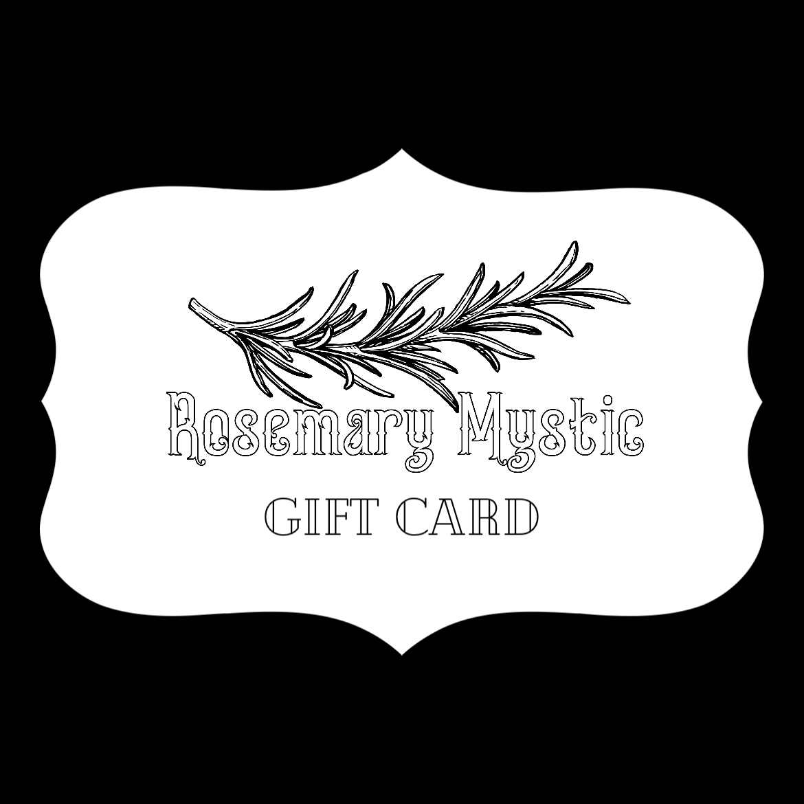 Image of rosemary mystic logo with gift card title