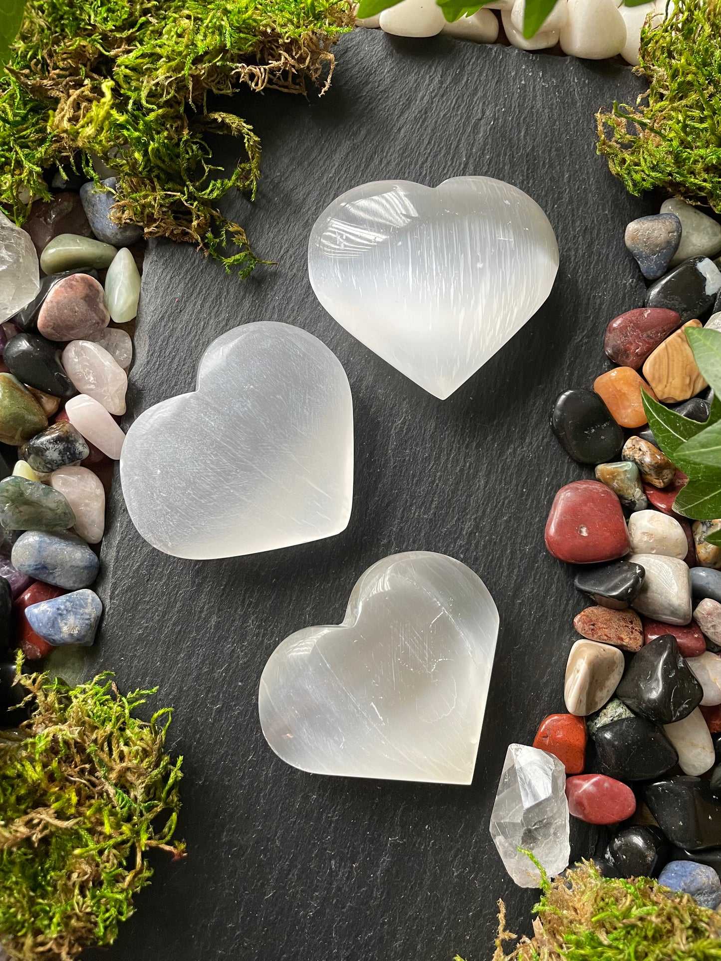 Image of selenite crystal hearts