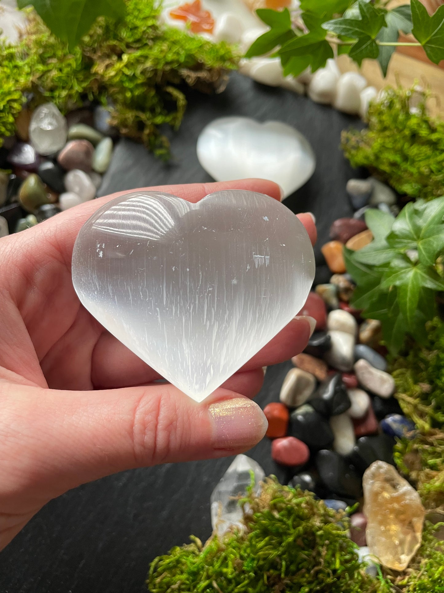 Image of selenite crystal heart