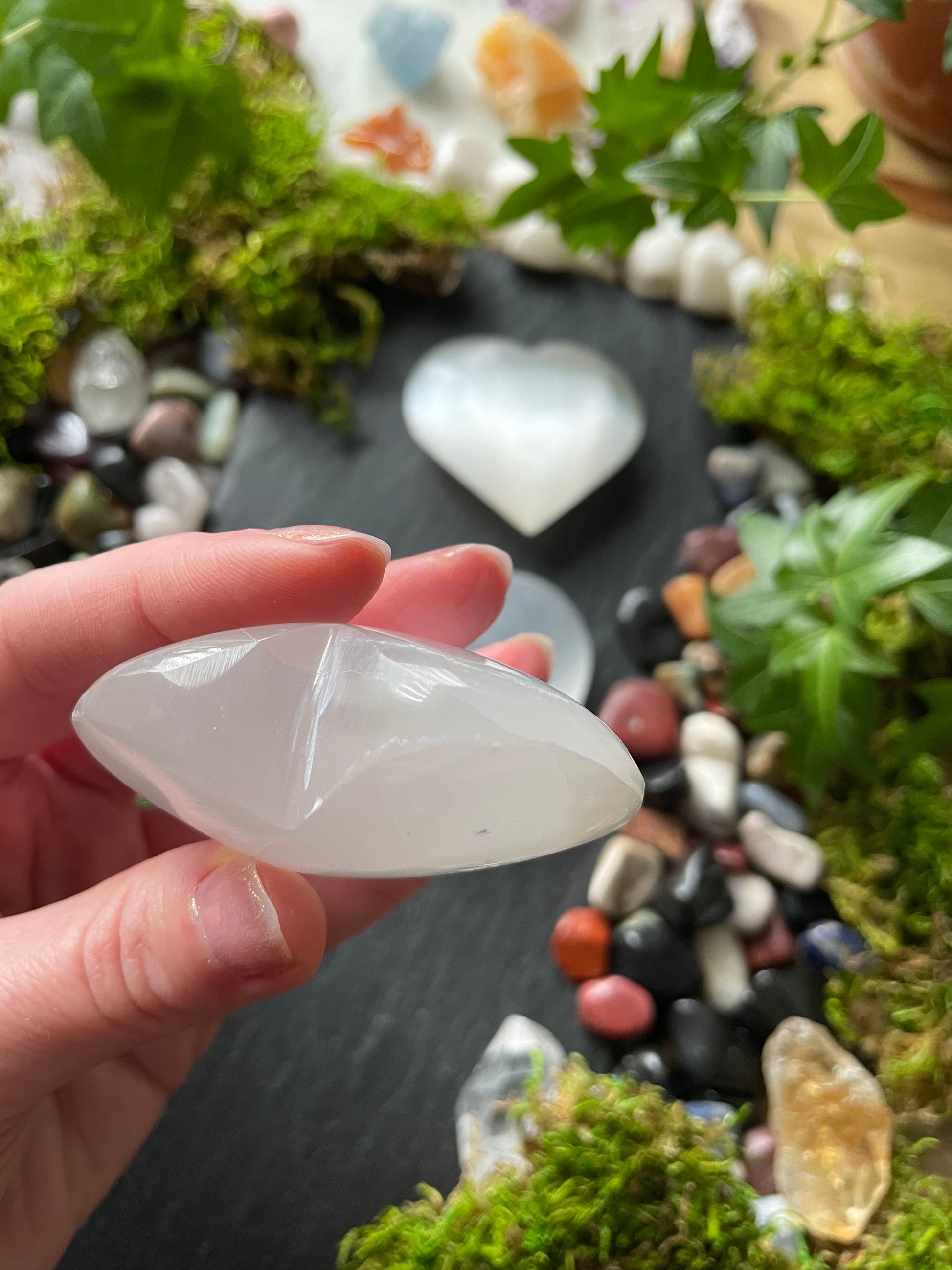 Image of selenite crystal heart