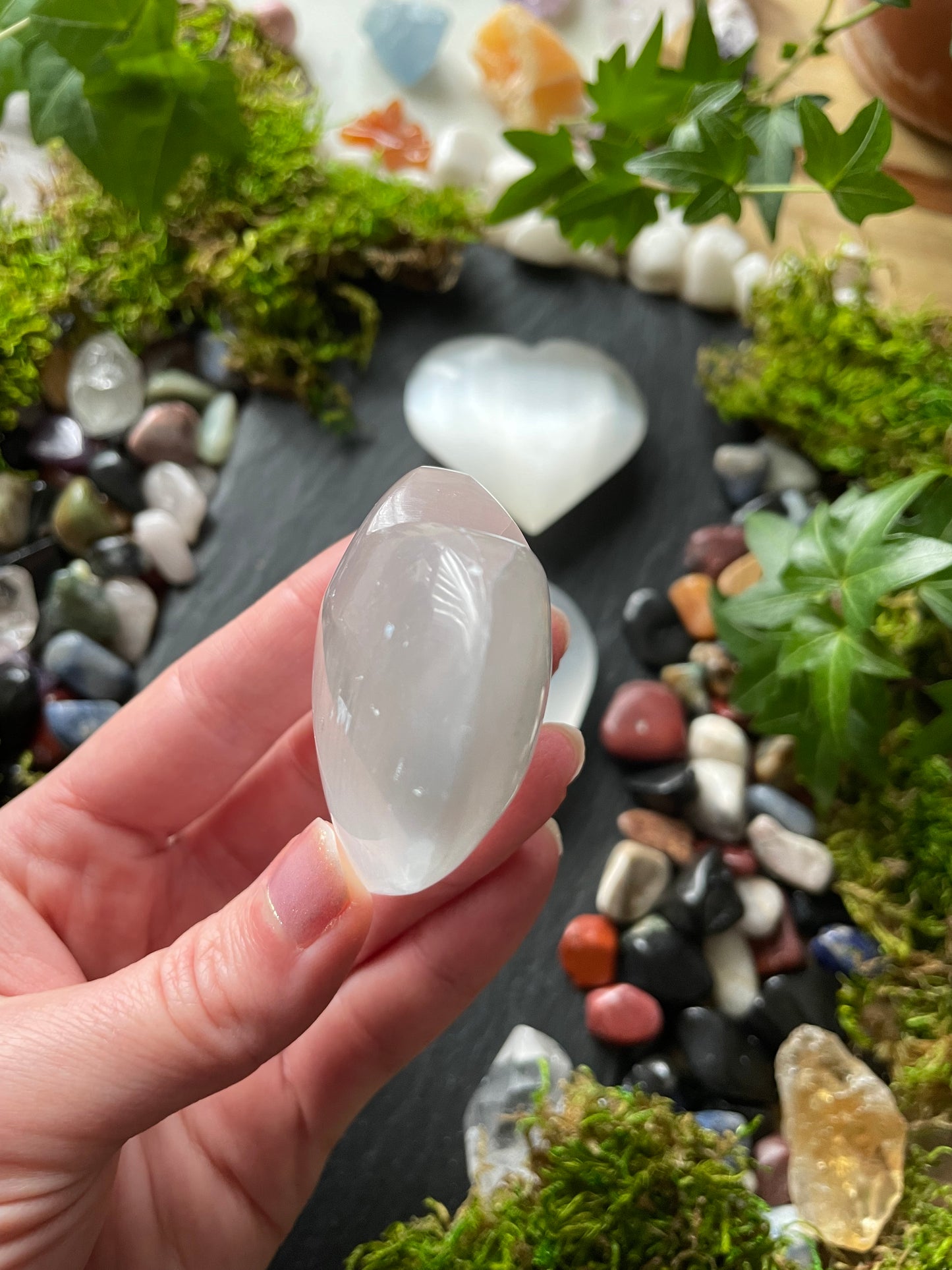 Image of selenite crystal heart