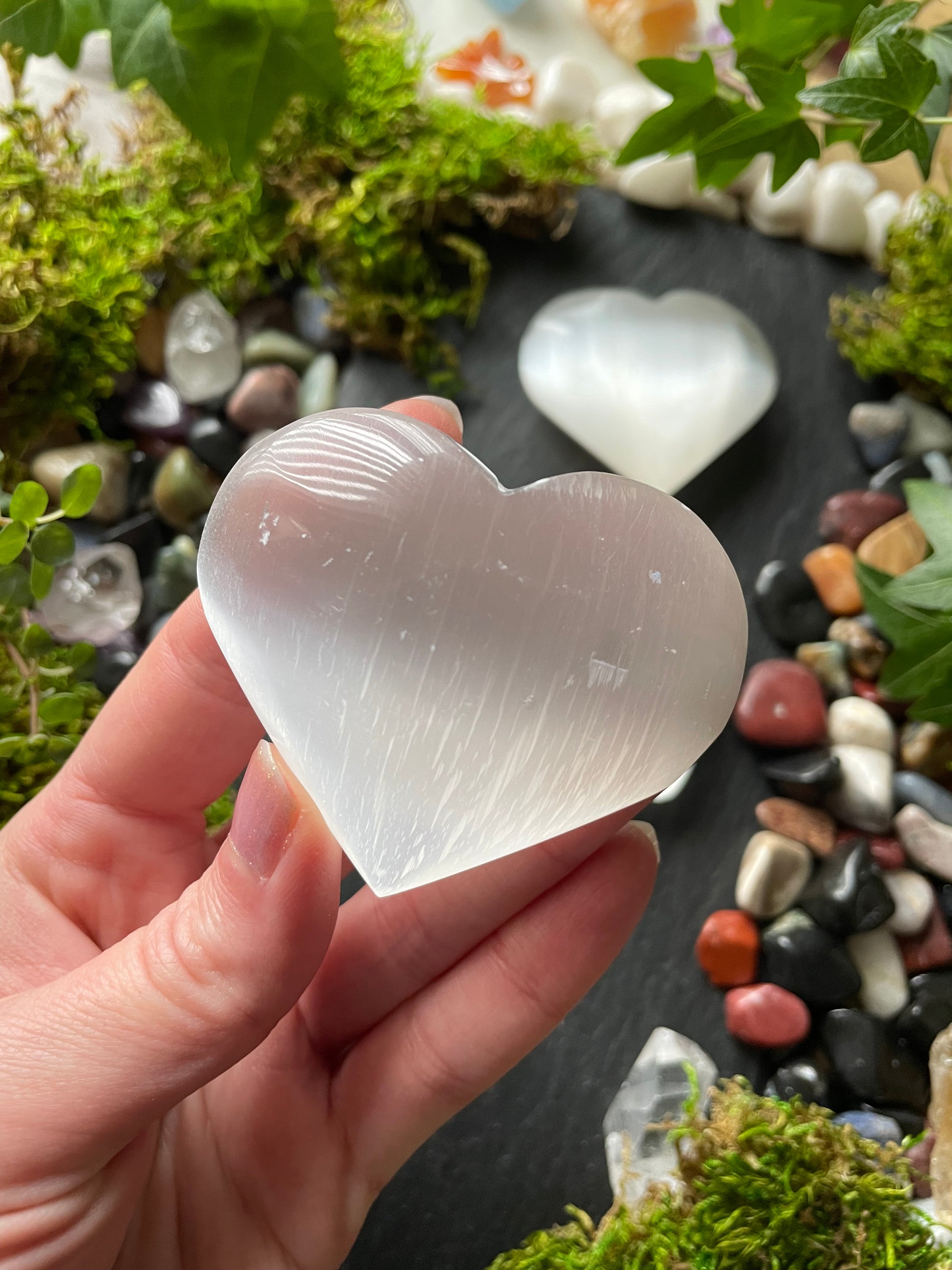 Image of selenite crystal heart