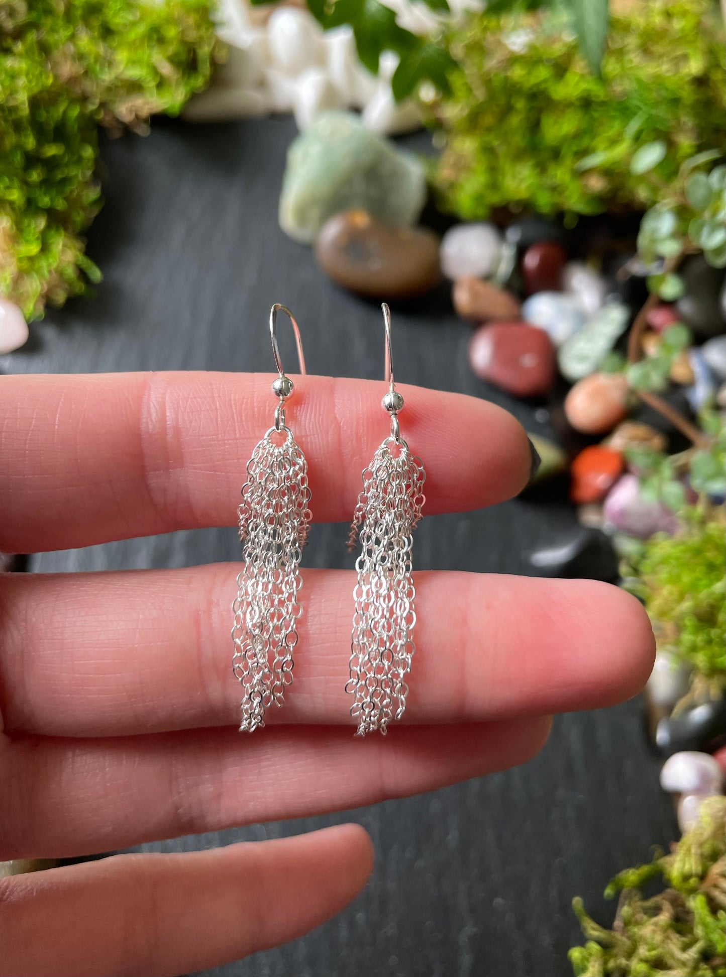 Image of sterling silver chain dangle earrings