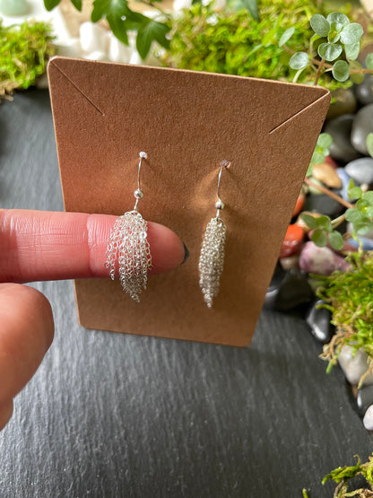 Image of sterling silver layered chain dangle earrings