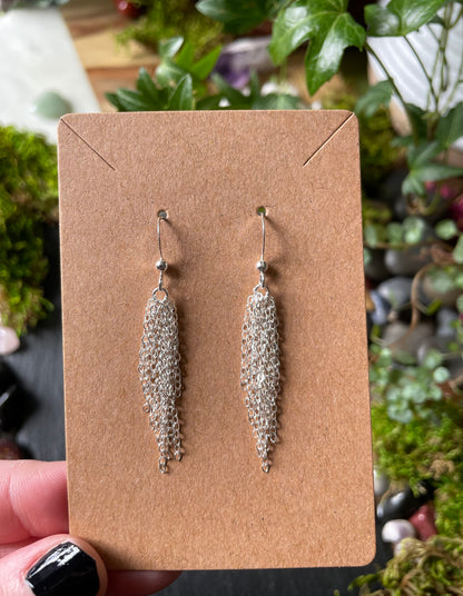 Image of sterling silver layered chain dangle earrings