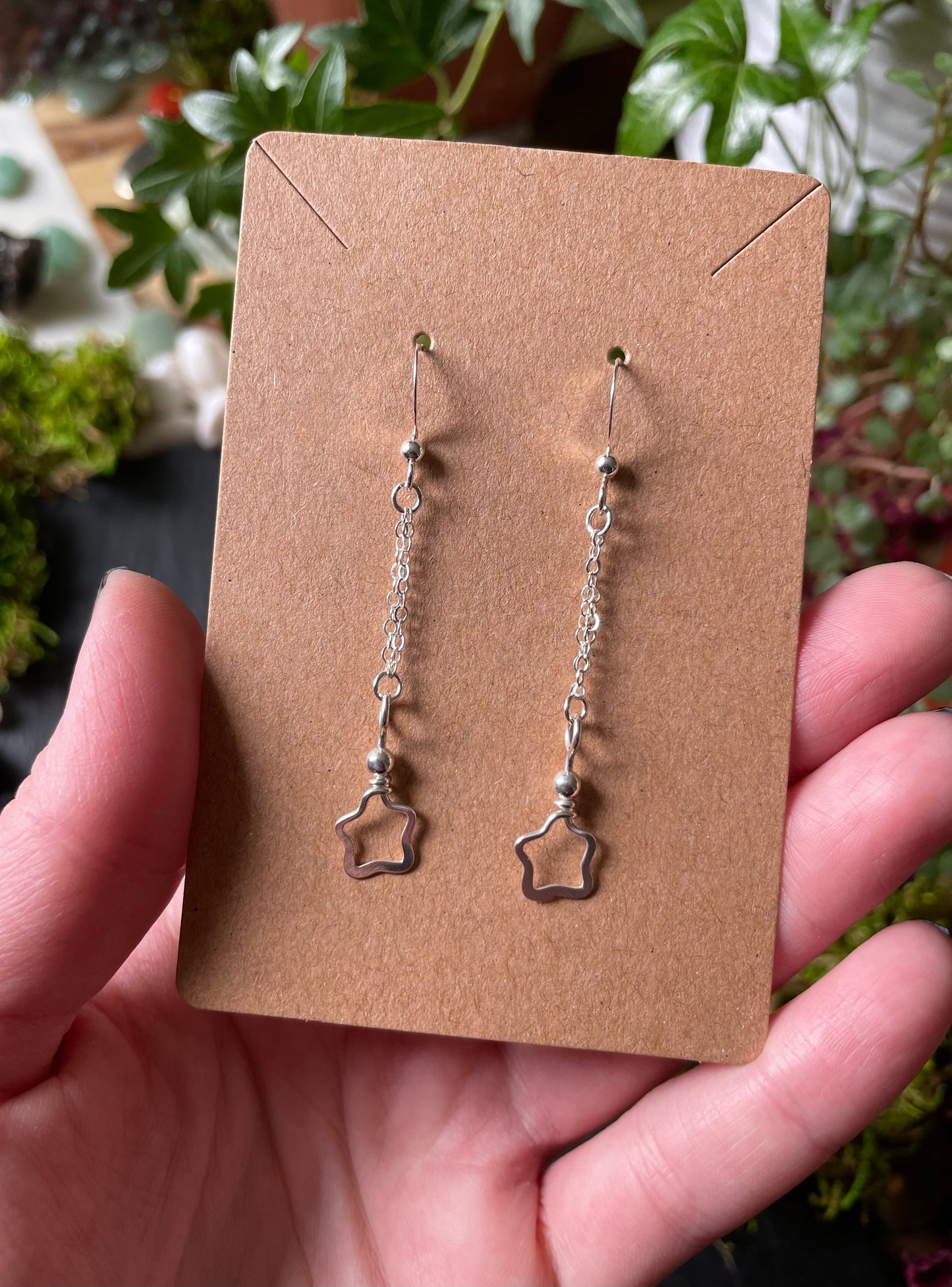 Image of sterling silver star charm earrings