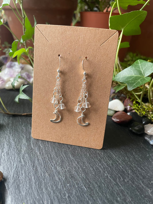 Image of silver moon charm earrings