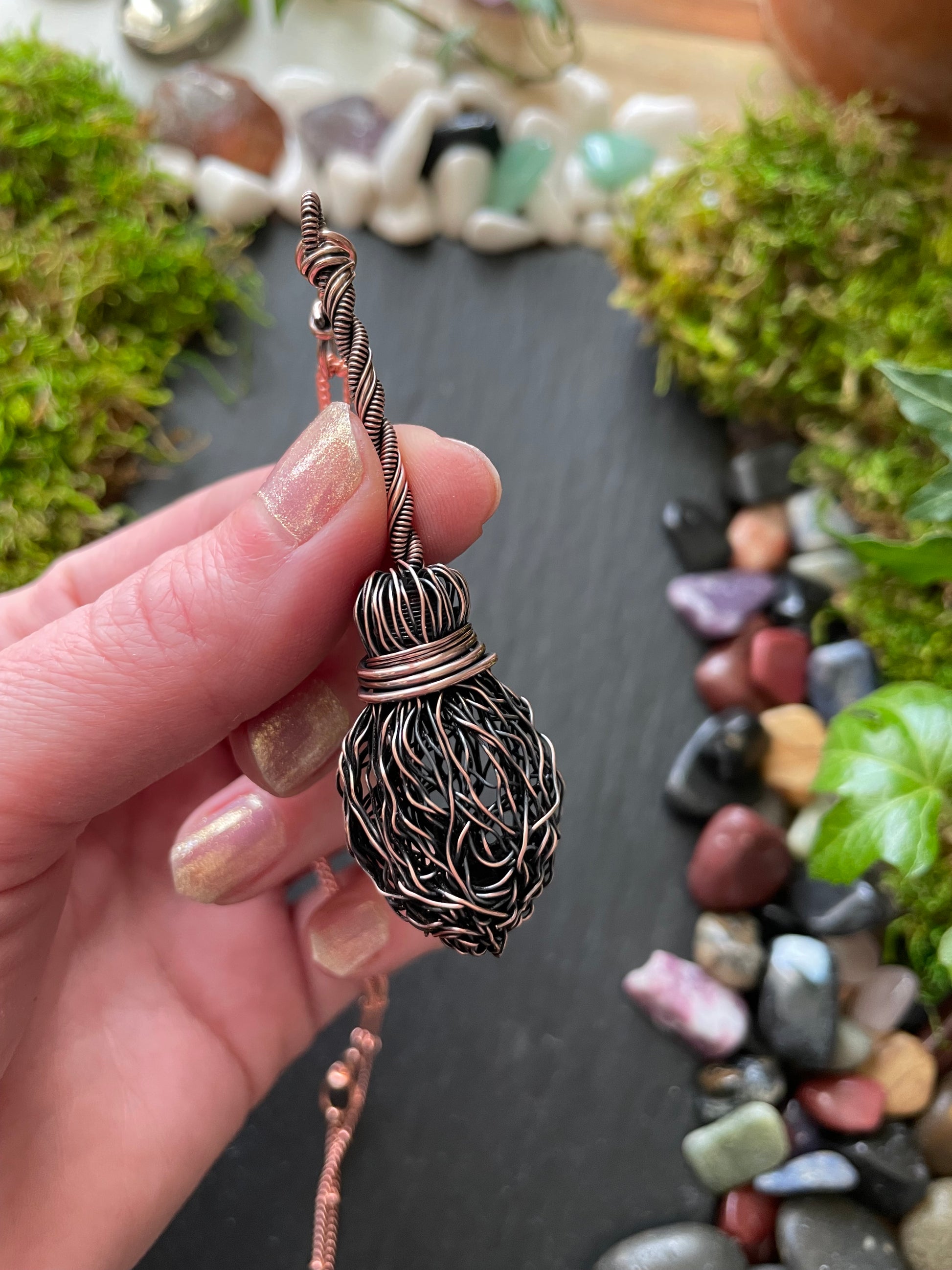 Image of miniature broom pendant with straight handle