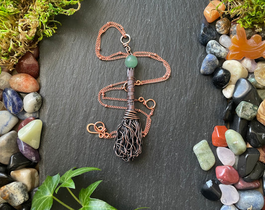 Miniature wire handmade broom pendant