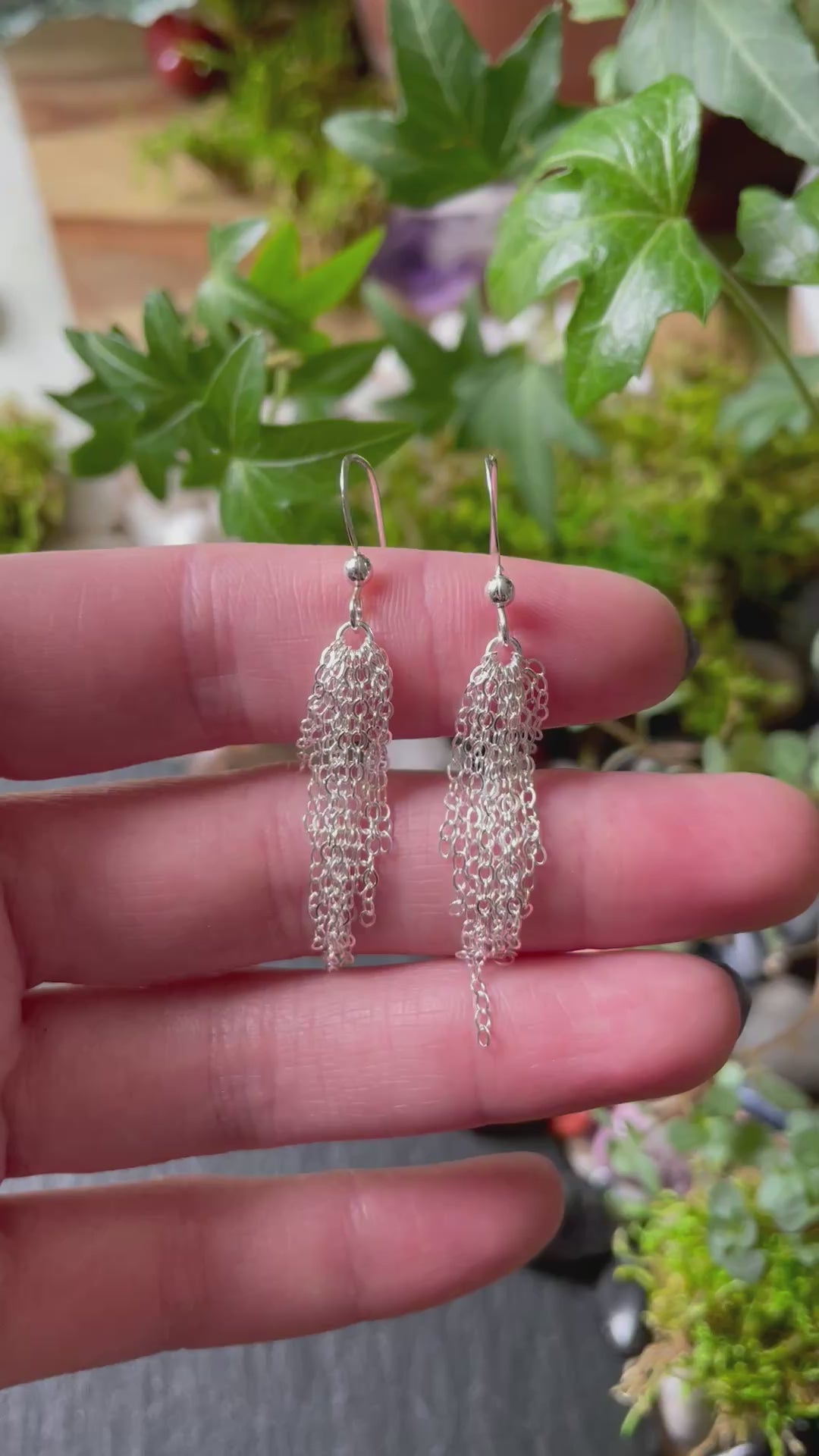 Video of silver chain dangle earrings