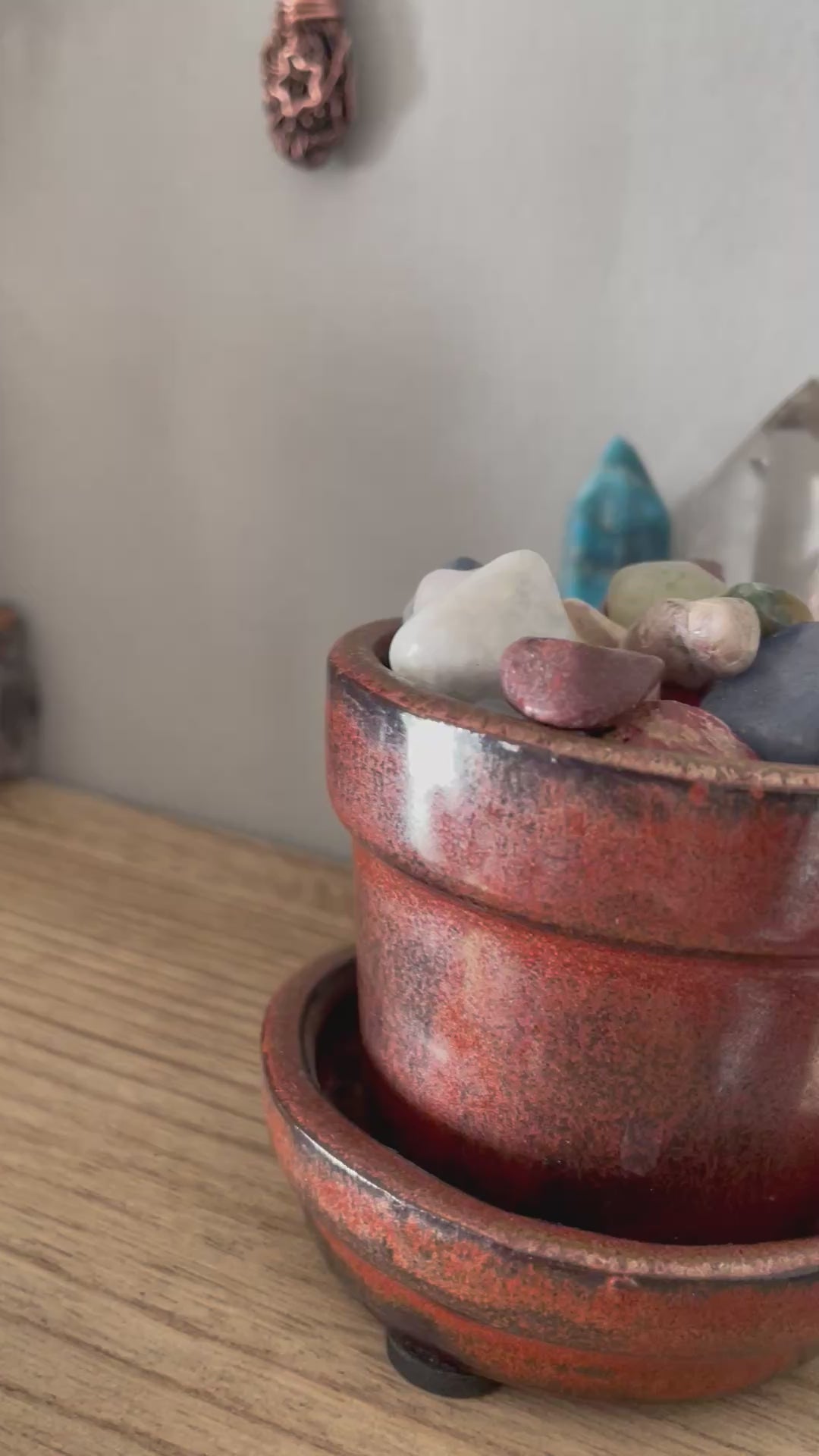 Video of miniature broom decoration with blue tigers eye bead and star charm