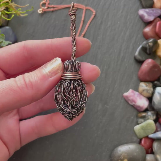 Video of miniature witch broom pendant with straight handle